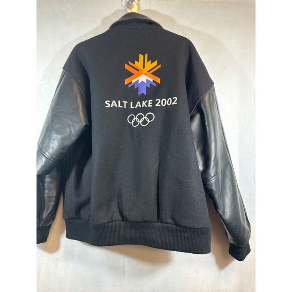 VTG RARE Salt Lake City Olympics 2002 Leather Wool Bomber Jacket Men L Chevrolet - Picture 5 of 8